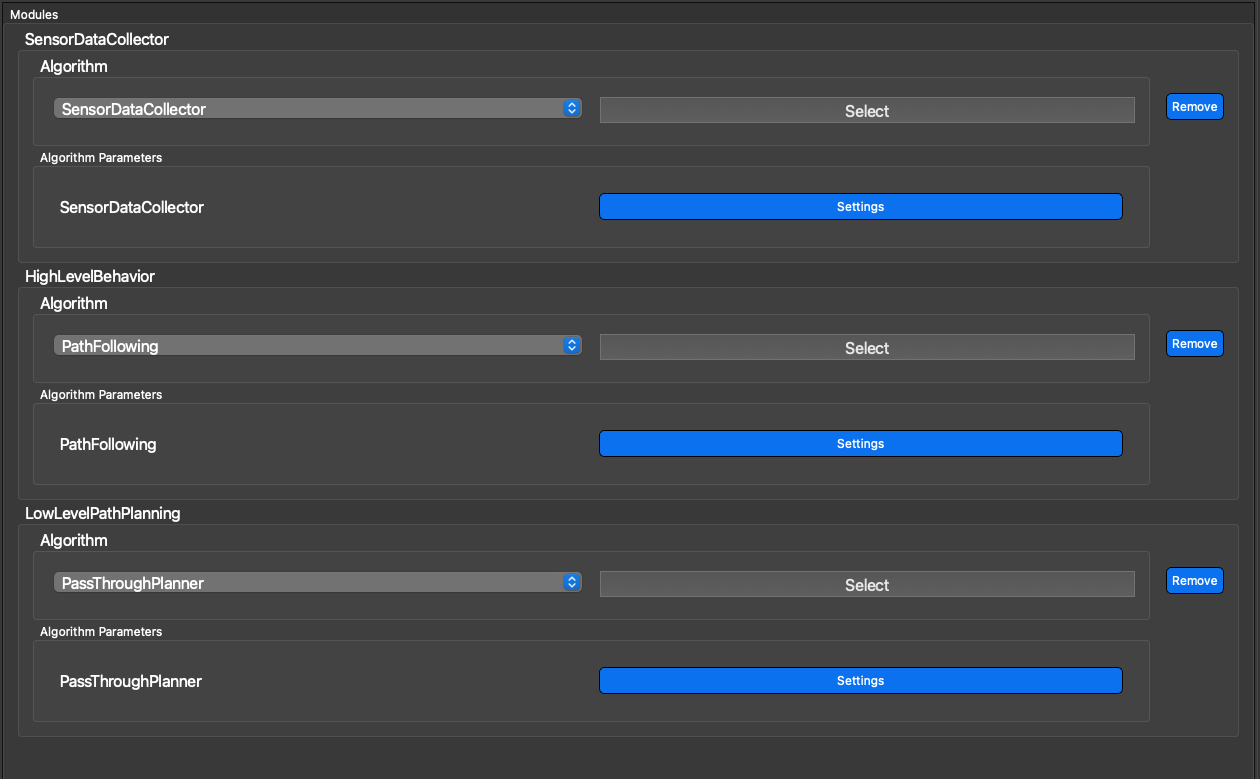 Modules Setup for Data Collection